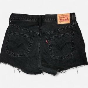 Levi's Black Jean Shorts with Distressed Hem